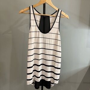 Banana Republic White and Black Striped Racerback Tank